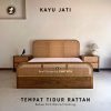 Tempat Tidur Minimalis Kayu Jati Mix Rotan Asli Estetik