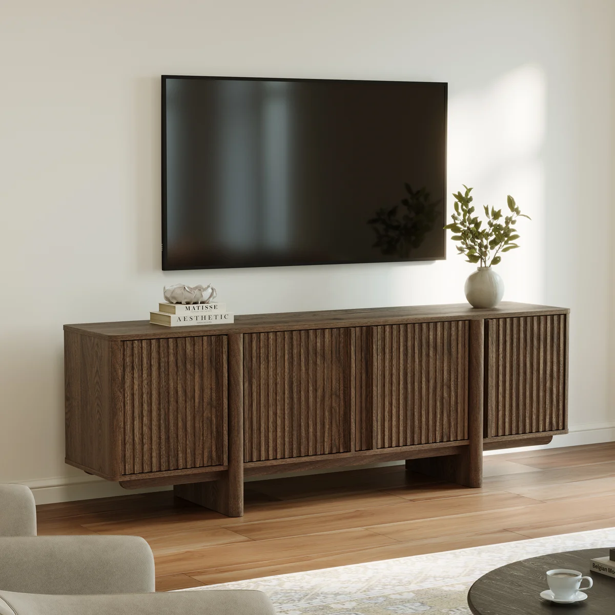 Anjas Bufet Tv Laci Minimalis Modern Kayu Jati Solid Jepara