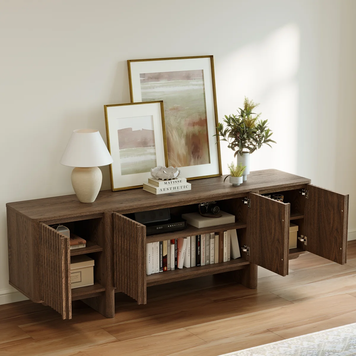 Anjas Bufet Tv Laci Minimalis Modern Kayu Jati Solid Jepara