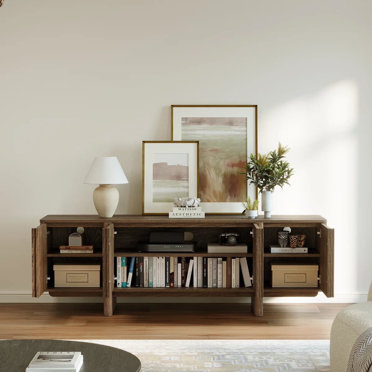Anjas Bufet Tv Laci Minimalis Modern Kayu Jati Solid Jepara