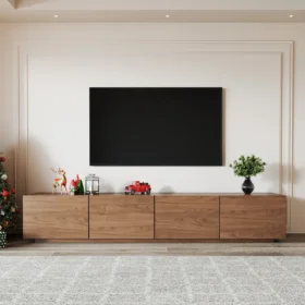 Bufet Tv 4 Pintu Desain Minimalis Mewah Kayu Jati TPK