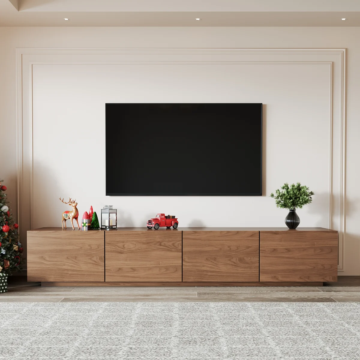 Bufet Tv 4 Pintu Desain Minimalis Mewah Kayu Jati TPK