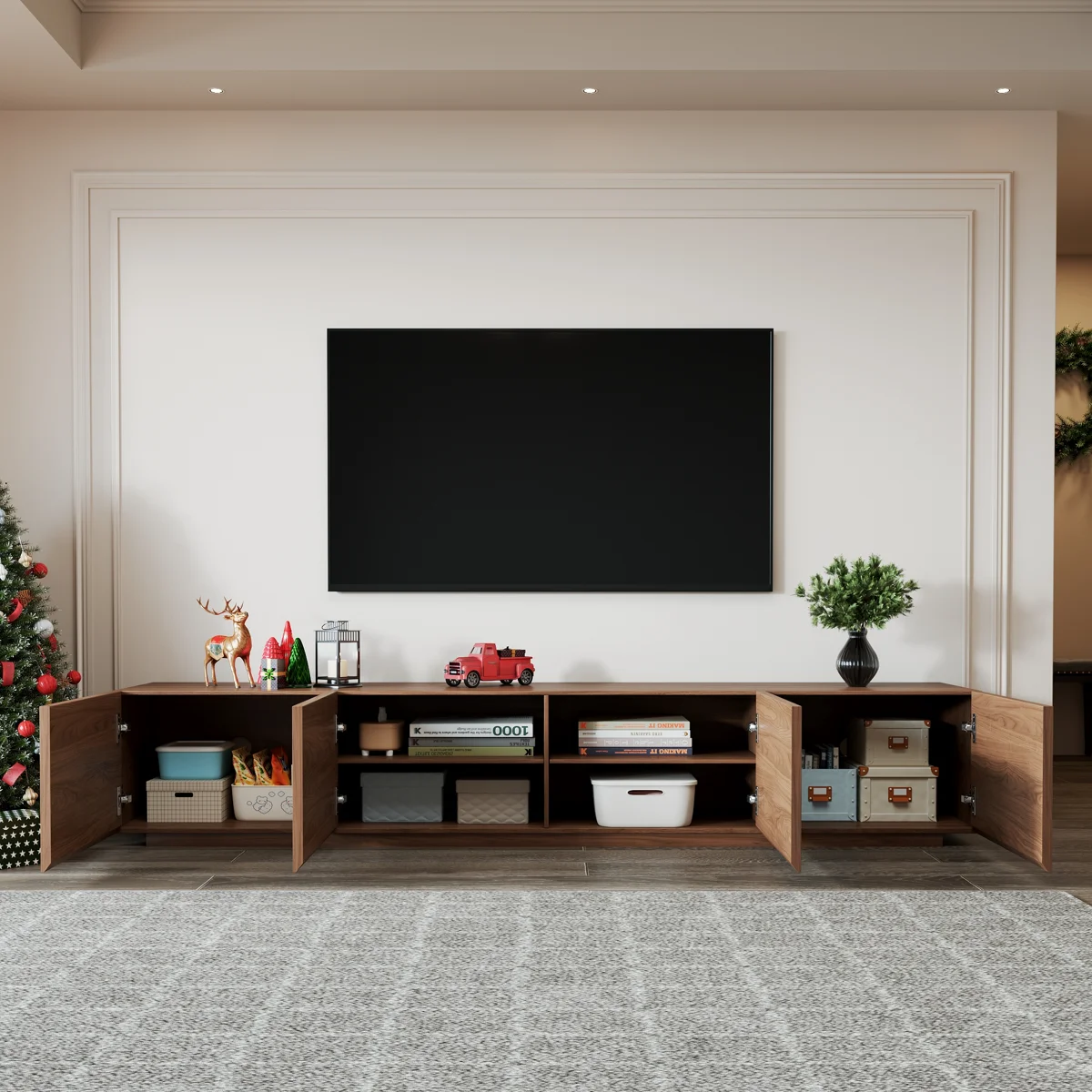 Bufet Tv 4 Pintu Desain Minimalis Mewah Kayu Jati TPK