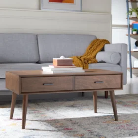 Meja Kopi Retro Berlaci Minimalis Kayu Jati Solid Jepara
