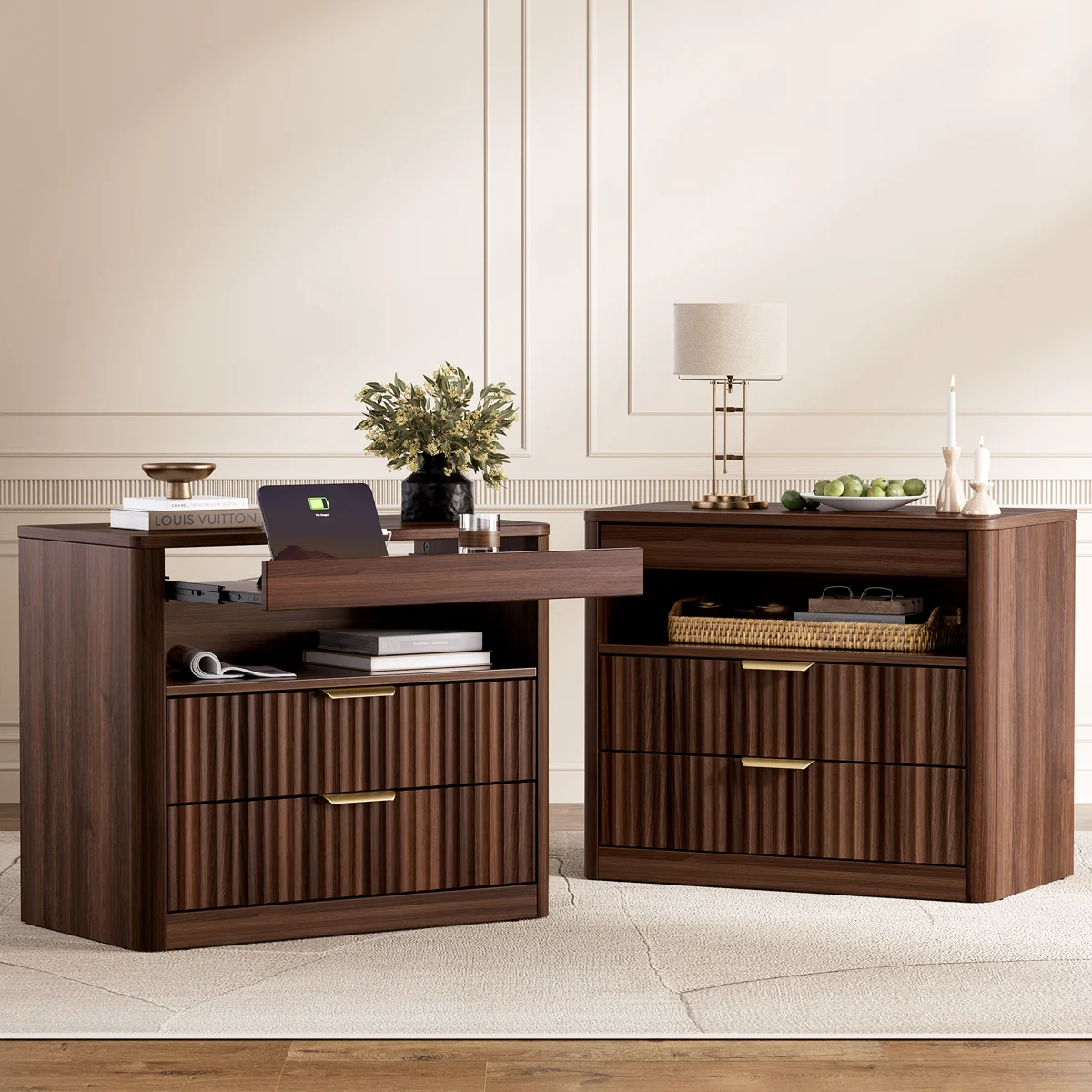 Nakas Kayu Jati 2 Laci Mewah Model Minimalis Kekinian