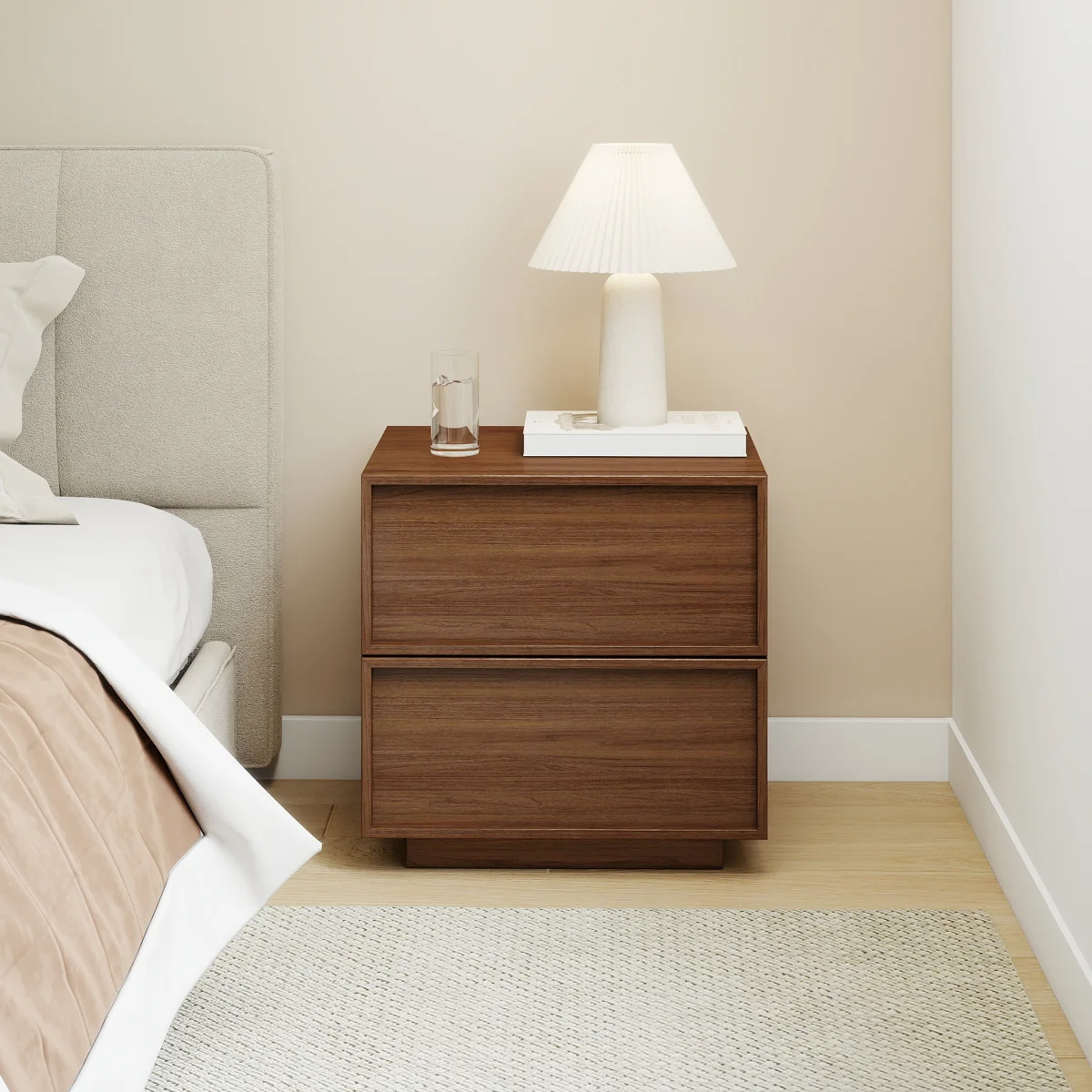 Nakas Kayu Jati 2 Laci Tersembunyi Model Minimalis Modern