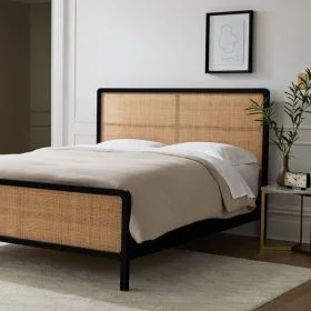 Dipan Minimalis Tempat Tidur Kayu Jati Kombinasi Rotan Terbaru