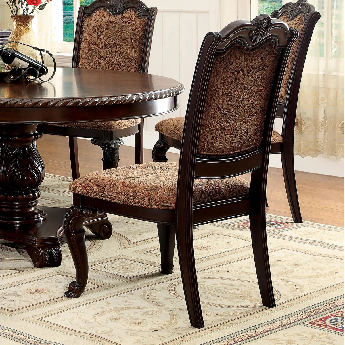 Set Meja Makan Ukiran Kayu Jati Mewah Elegan Premium