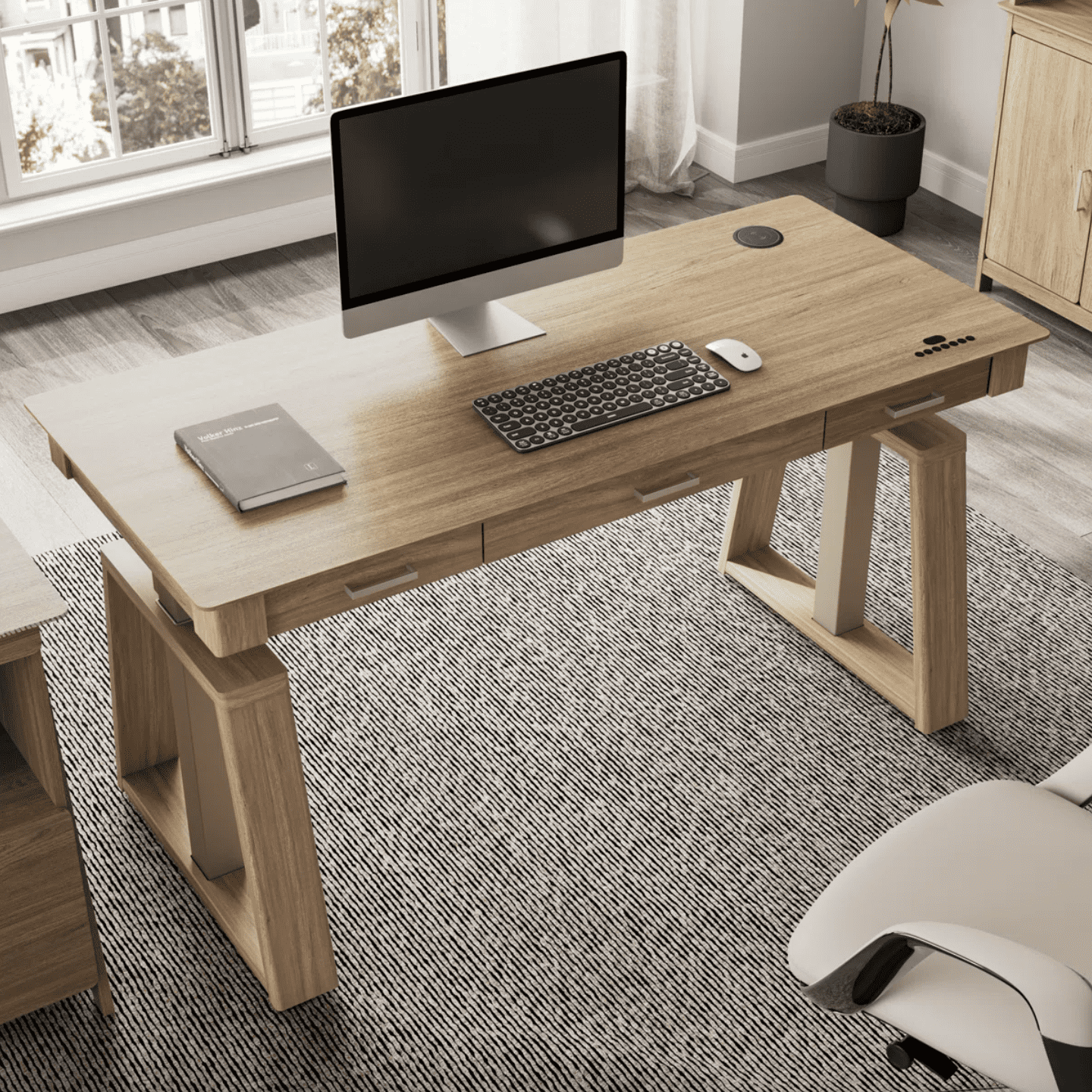Meja Kantor Set Minimalis Natural Jati solid
