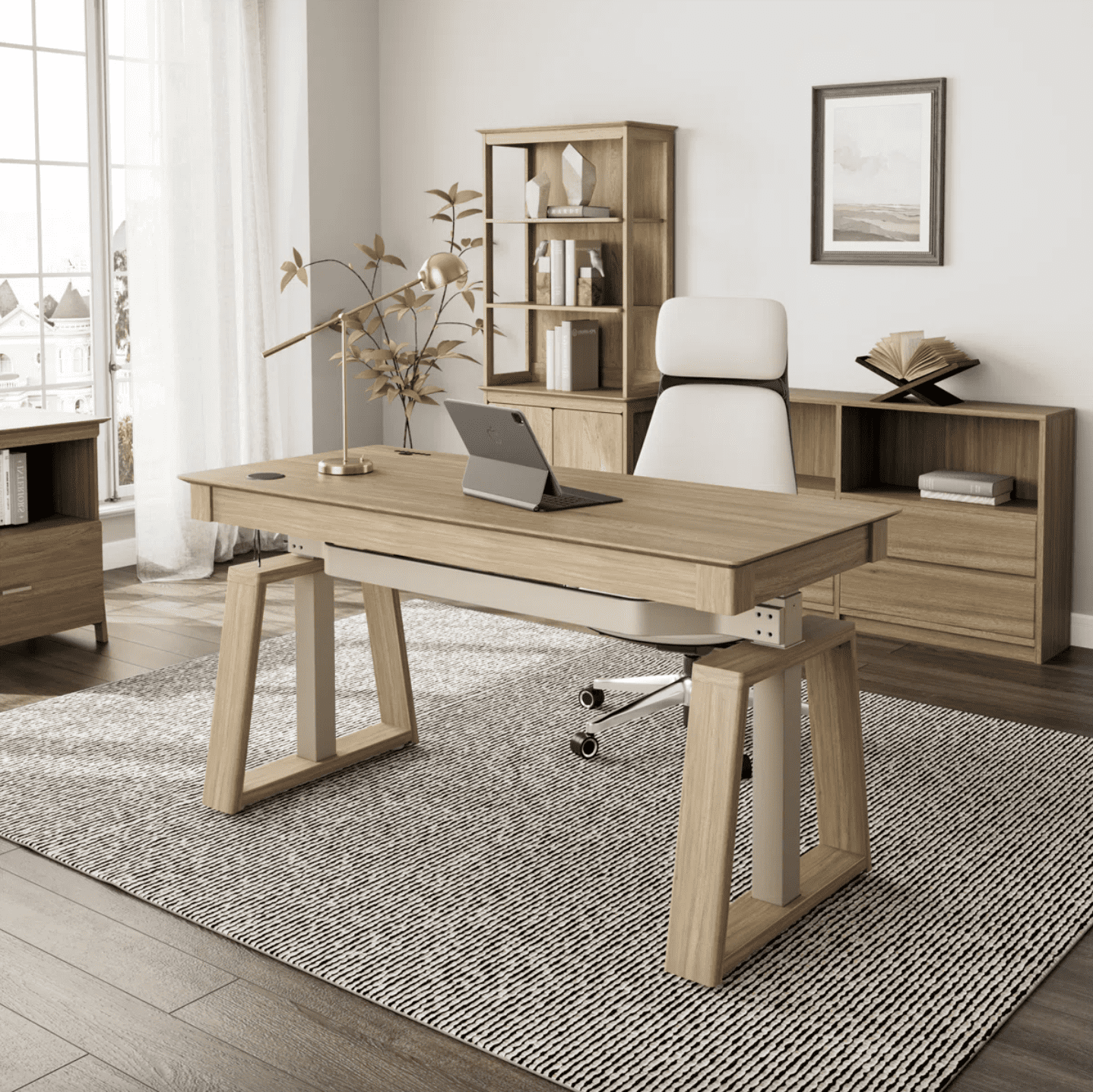 Meja Kantor Set Minimalis Natural Jati solid
