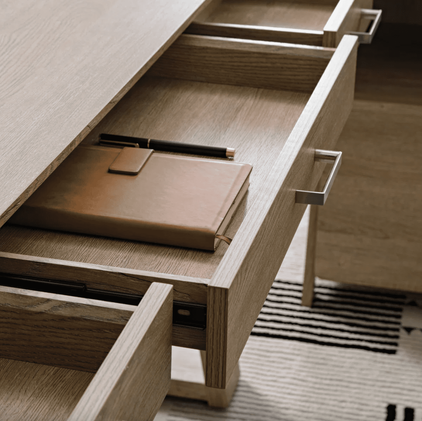 Meja Kantor Set Minimalis Kayu Jati Solid Natural - Image 4