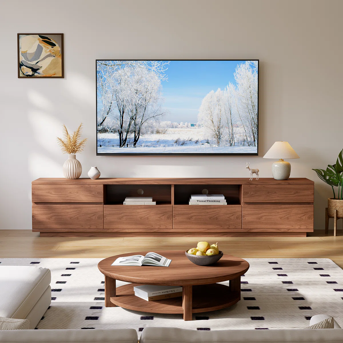 Meja Bufet Tv Kayu Jati Desain Simple Unik Kekinian Modern